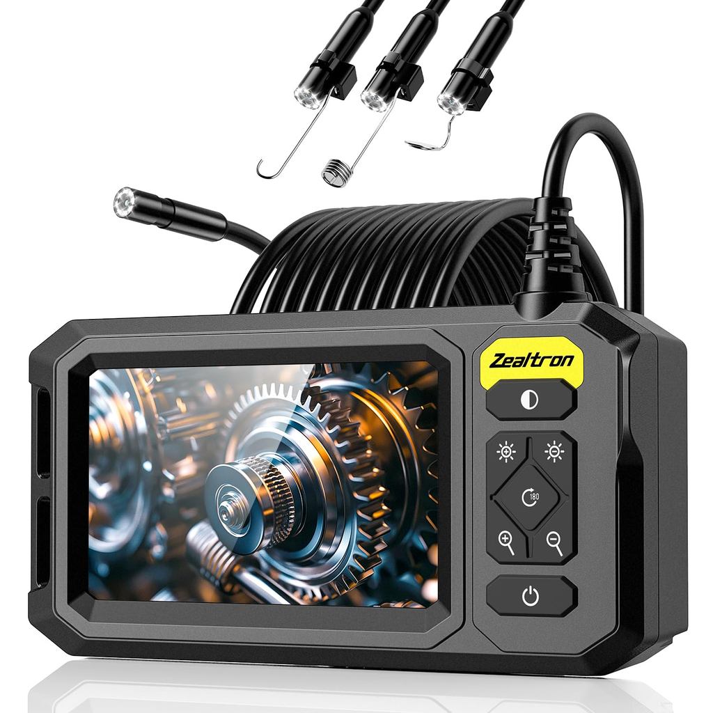 Borescope com Luz, Câmera de Inspeção Endoscópica HD 1920P com Tela IPS de 4,3