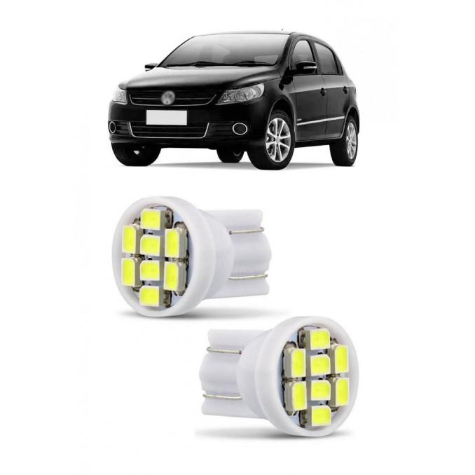 Par Lampada Pingo T10 8 LED Gol G2 G3 G4 G5 G6 Farol Teto Placa 5w