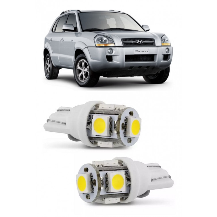 Par Lampada Pingo T10 5 LED Torre Tucson Farol Teto Placa