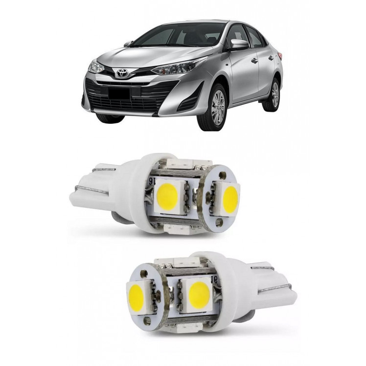 Par Lampada Pingo T10 5 LED Torre Yaris Farol Teto Placa