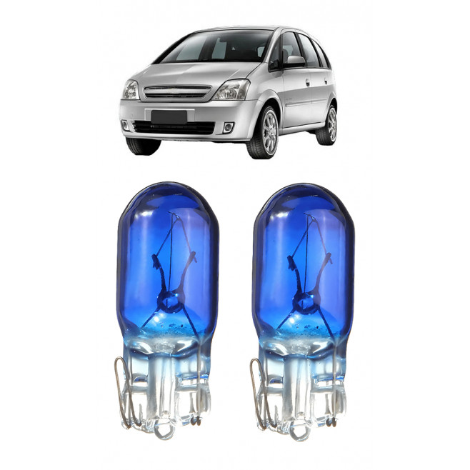 Par Lampada Pingo T10 Super Branca Meriva Farol Teto Placa 5w