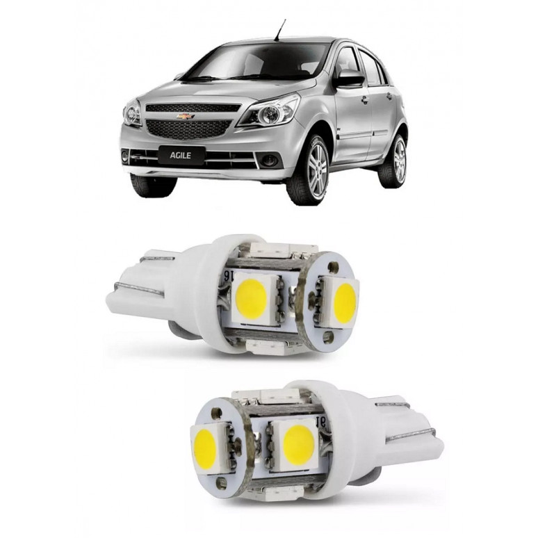 Par Lampada Pingo T10 5 LED Torre Agile Farol Teto Placa