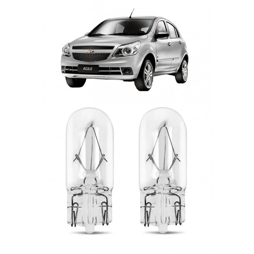 Par Lampada Pingo T10 Agile Farol Teto Placa 5w
