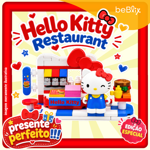 Bloco tipo LEGO Miniatura HELLO KITTY Restaurant Series Sanrio Brinquedo de Menina Presente Coleção 6 Anos