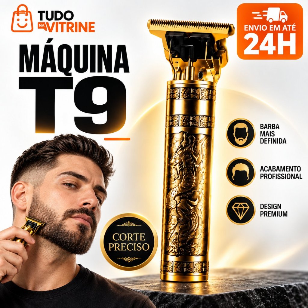 Máquina Cortar Cabelo T9 Profissional Recarregável USB Aparador de Barba Cabelo Acabamento Precision Trimmer