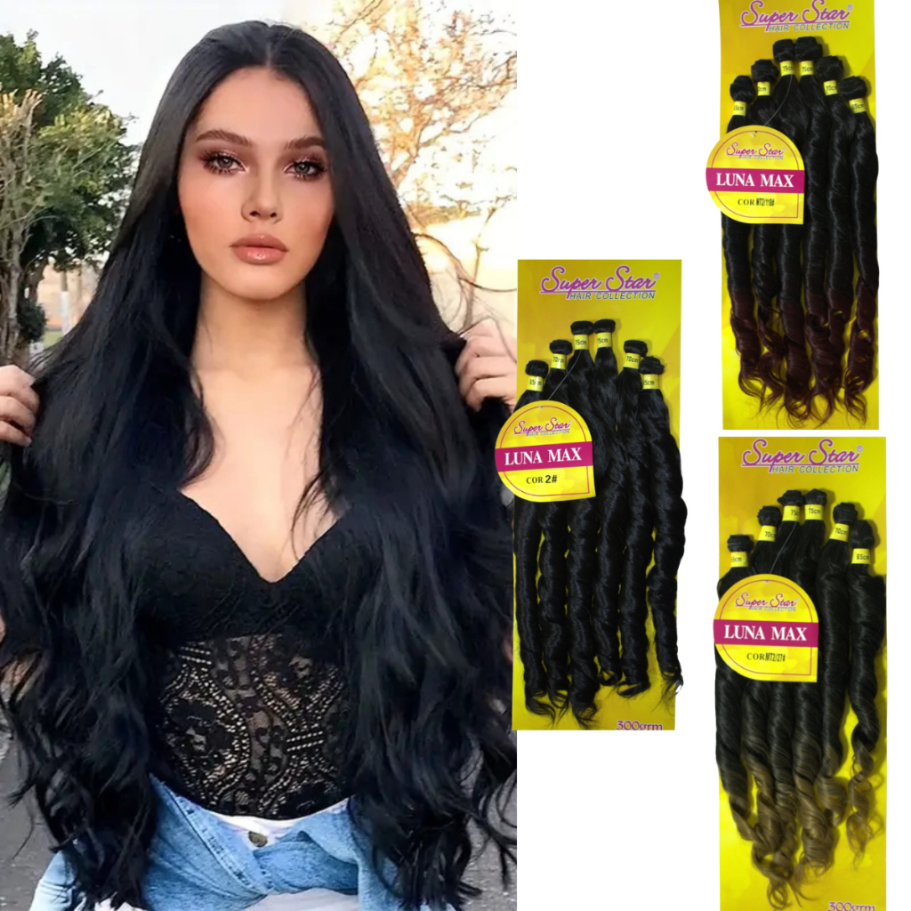 Entrelace Mega Hair Luna Max 75cm Orgânico 300g Ondulado Super Star