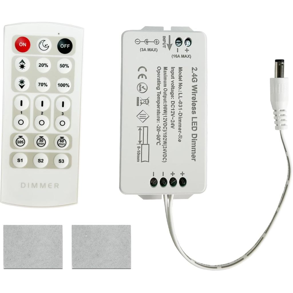 Litever LED Dimmer with Remote, DC12V/DC24V, for Litever Under Cabinet LED Lights LL-008, LL-013, LL-024, LL-025, LL-027