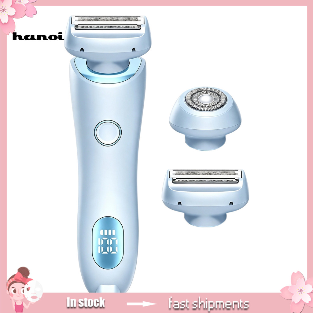 Rechargeable Leg Hair Remover Electric Shaver Women’s 2 Heads Bikini Trimmer with Led Display – Facial Eyebrow Under