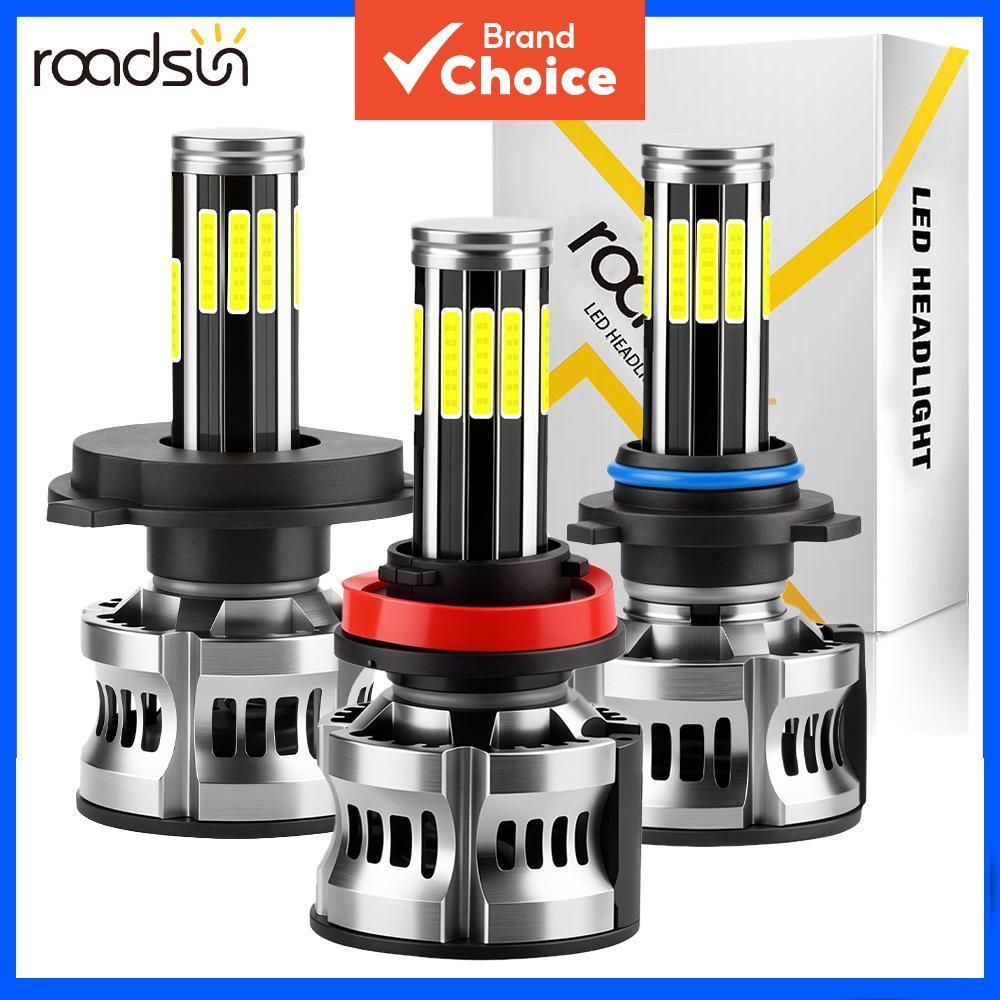Roadsun 2Pcs H7 H11 9005 9006 H4 9007 H13 Lâmpadas LED para Farol 30000LM 6000K 500% Mais Brilhante 12V Chips COB Com