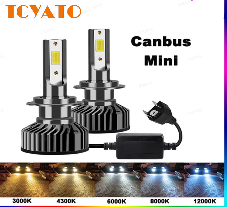TCYATO 2Pçs Lâmpada LED para Farol de Carro H4 H7 H1 H8 H9 H11 6000K Luz de Neblina Automática H3 9005 HB3 9006 12V 24V
