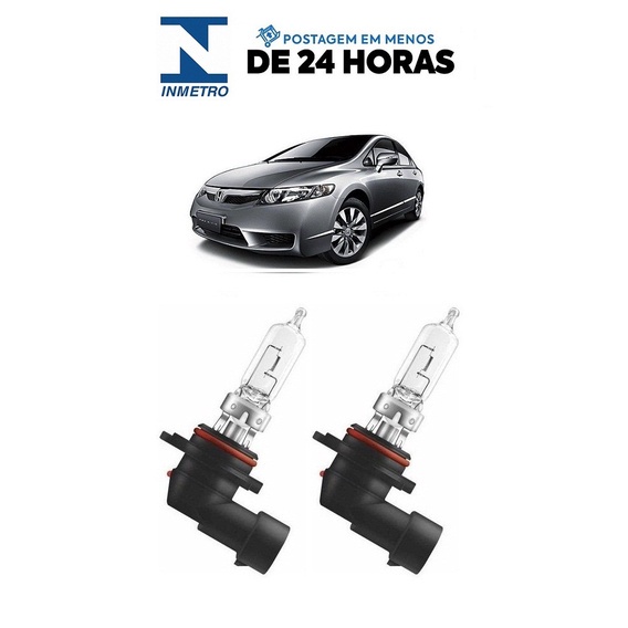 Par Lampada Farol Alto New Civic 2007 2008 2009 2010 2011 HB3 12V
