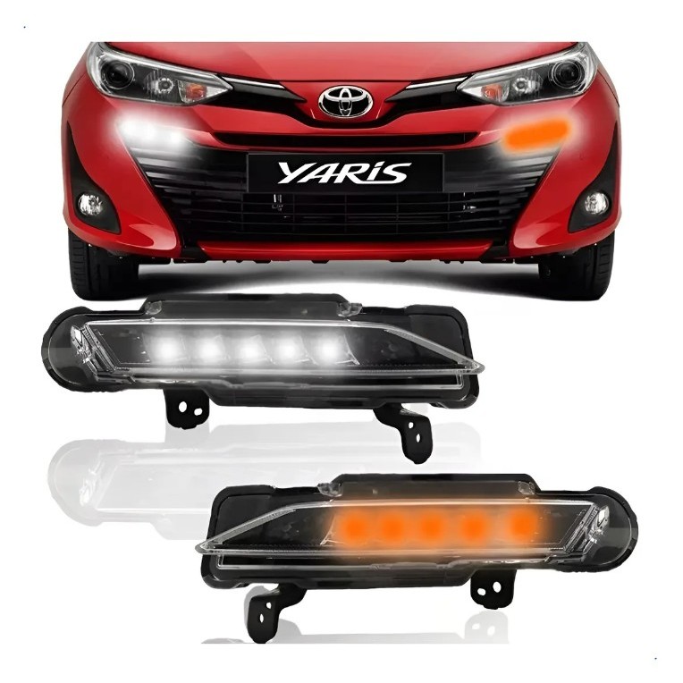 Kit Milha Luz Diurna Drl Yaris Hatch Sedan 2018 2019 2020 Neblina Serra Serração Farol Farolete Baixo Alto Noite Estrada