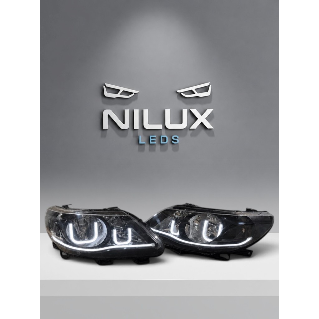 Par Farol Gol Voyage Saveiro G5 Máscara Negra Angel Eyes Led Drl Seta Sequencial Ambos Lados