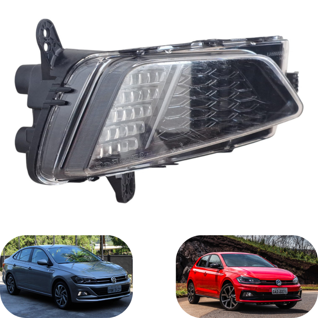 Farol Auxiliar Milha Neblina Led Drl Vw Polo Virtus LD Original Lado Direito Passageiro Volkswagem