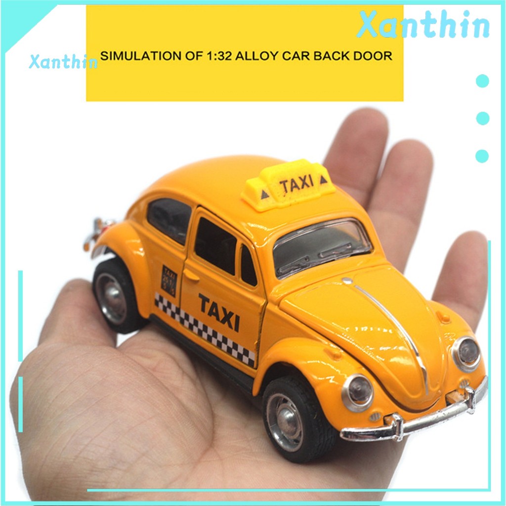 Simulação Em Miniatura Modelo De Táxi Diecast Alloy Pull Back Car Toy Com Porta De Abertura Escala 1 : 32