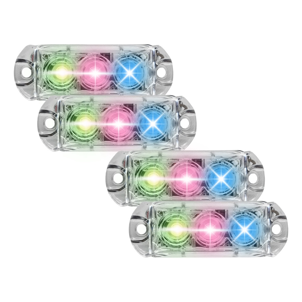 Kit 4 Farol RGB AJK 3 Leds 6W