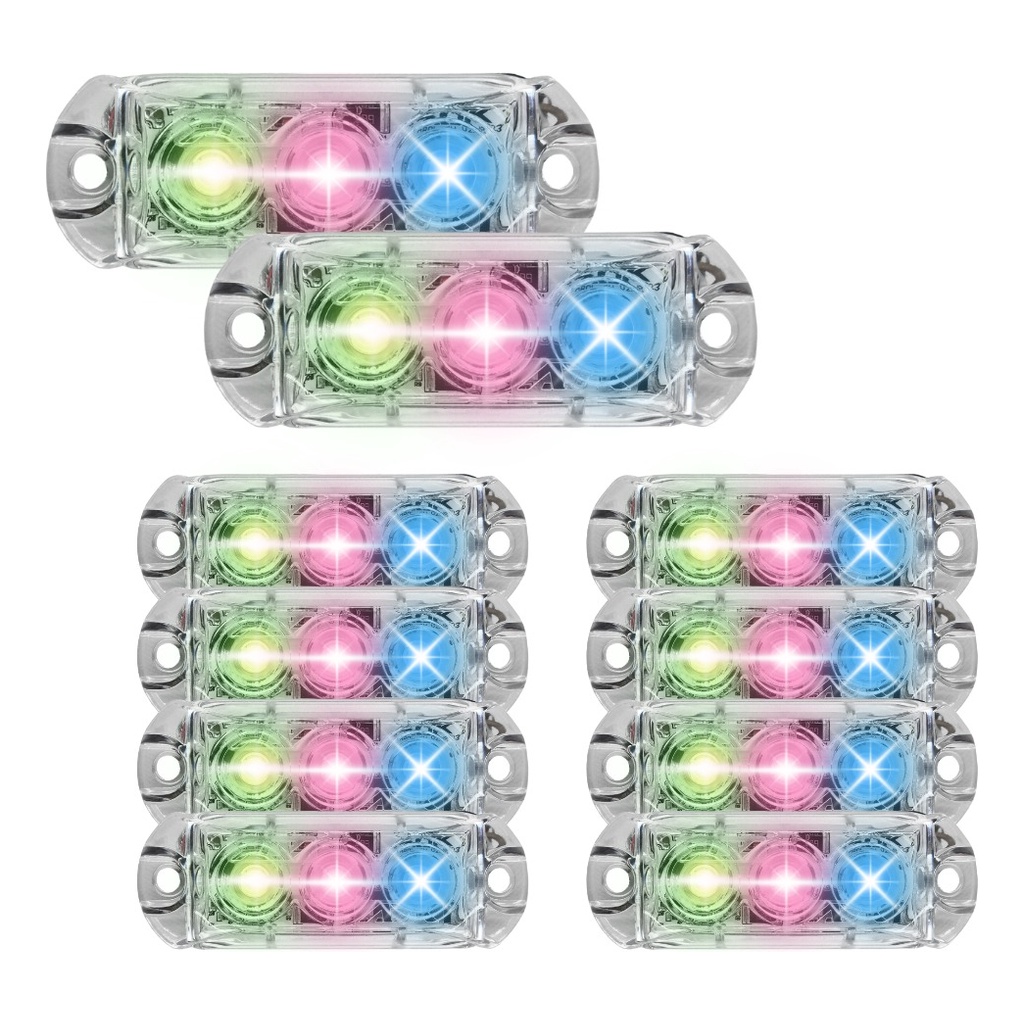 Kit 10 Farol RGB AJK 3 Leds 6W