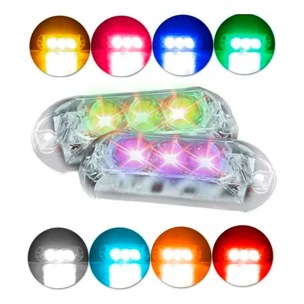 Kit 2 Farol Estrobo Ajk Rgb Automotivo 6w Para Iluminação