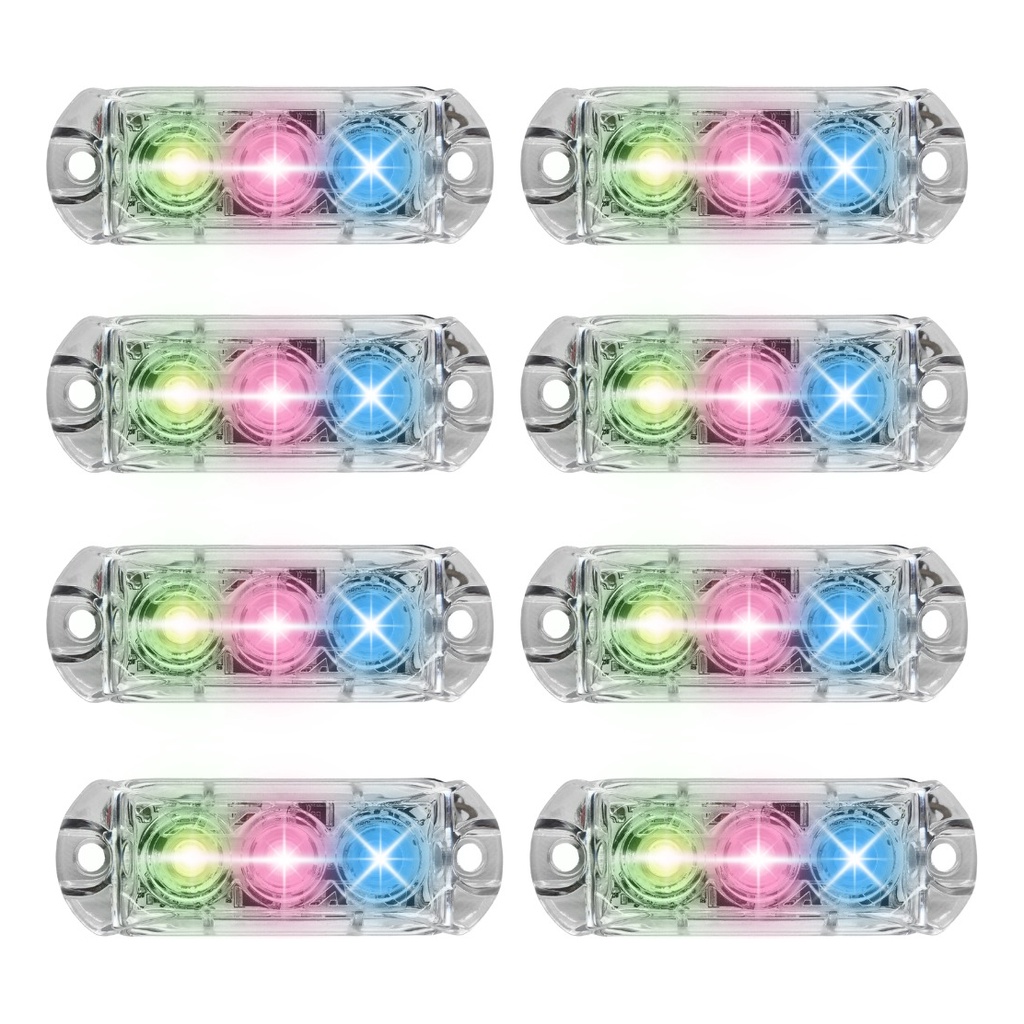 Kit 8 Farol RGB AJK 3 Leds 6W