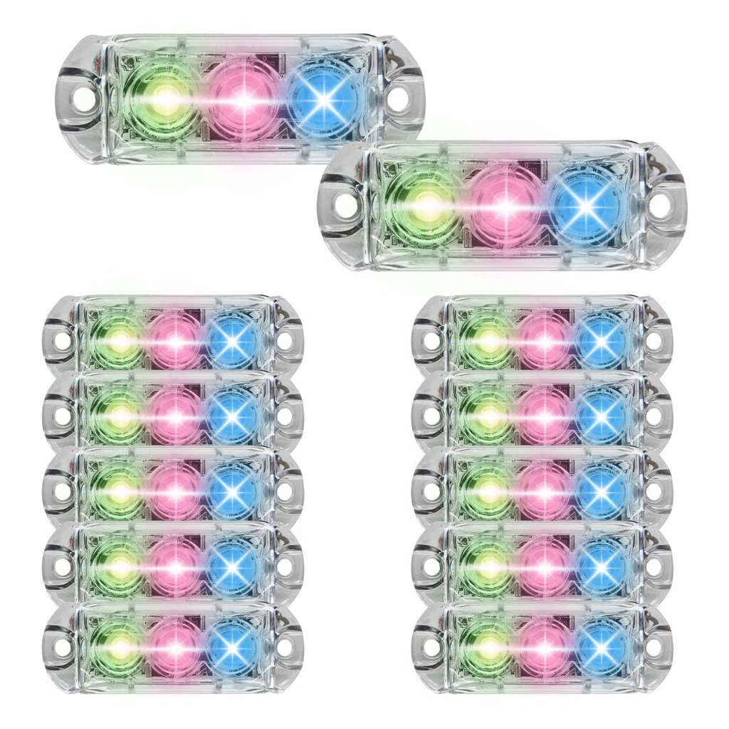 Kit 26 Farol RGB AJK 3 Leds 6W