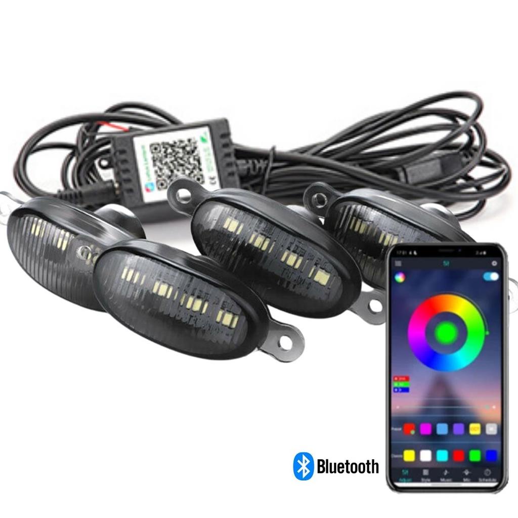 Farol Led Strobo RGB Controle App Bluetooth Facil Instalacao