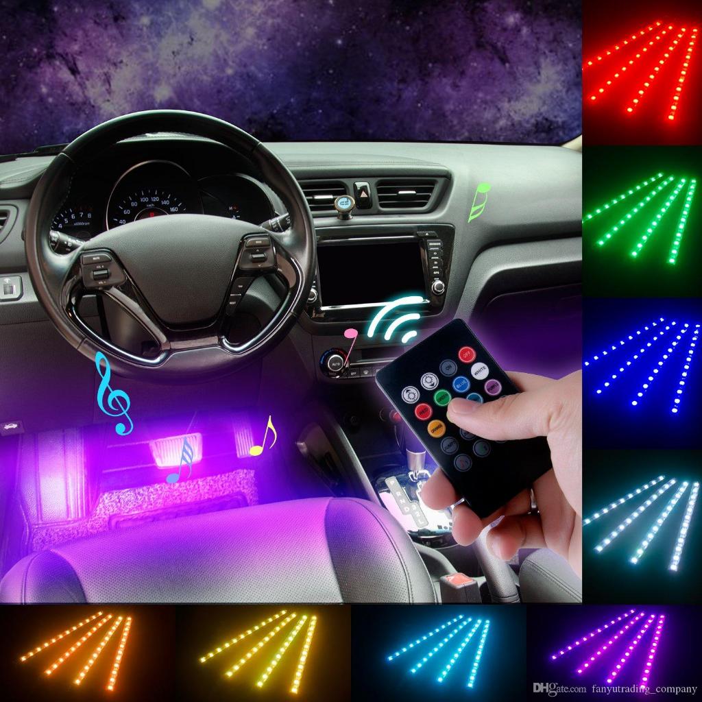 Led Carro Interna Tuning 12v Acendedor De Cigarro RGB Colorido Com Controle