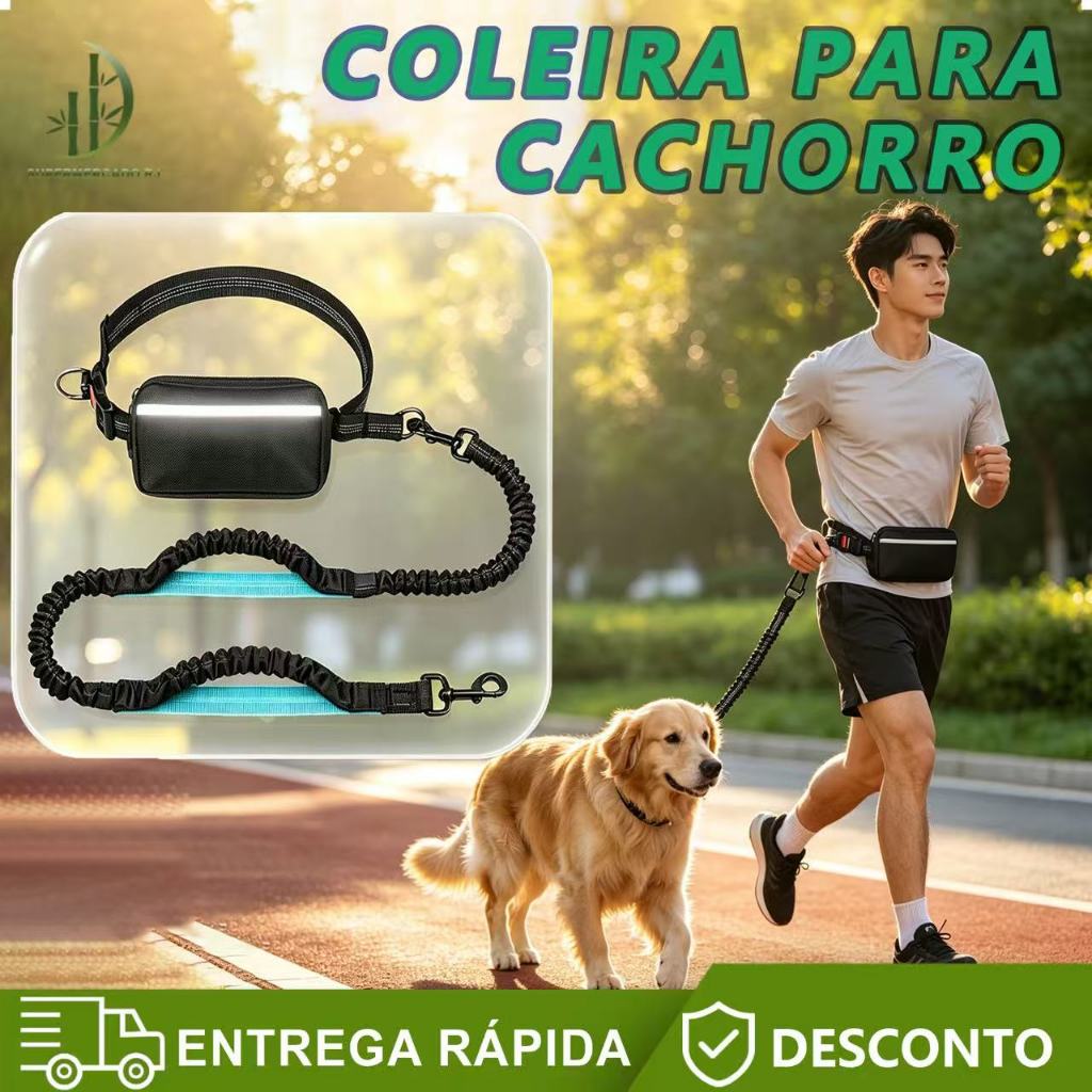 2 in 1 Hands Free Walking Leash with Adjustable Belt, Waist Pack and Elastic Leash, Safety and Comfort on Walks