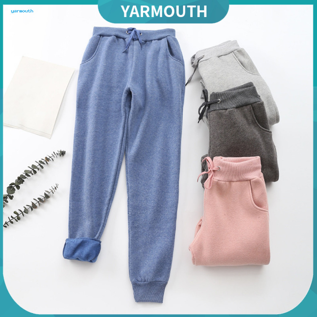 Women Sweatpants Solid Color Trousers Women’s with Elastic Waist Adjustable Drawstring Pockets – Comfortable Harem f