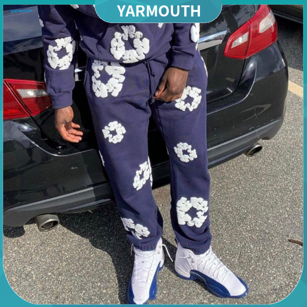 Sport Pants with Fleece Lining Relaxed Fit Sweatpants Women’s Floral Print Joggers Elastic Waist Adjustable Drawstring