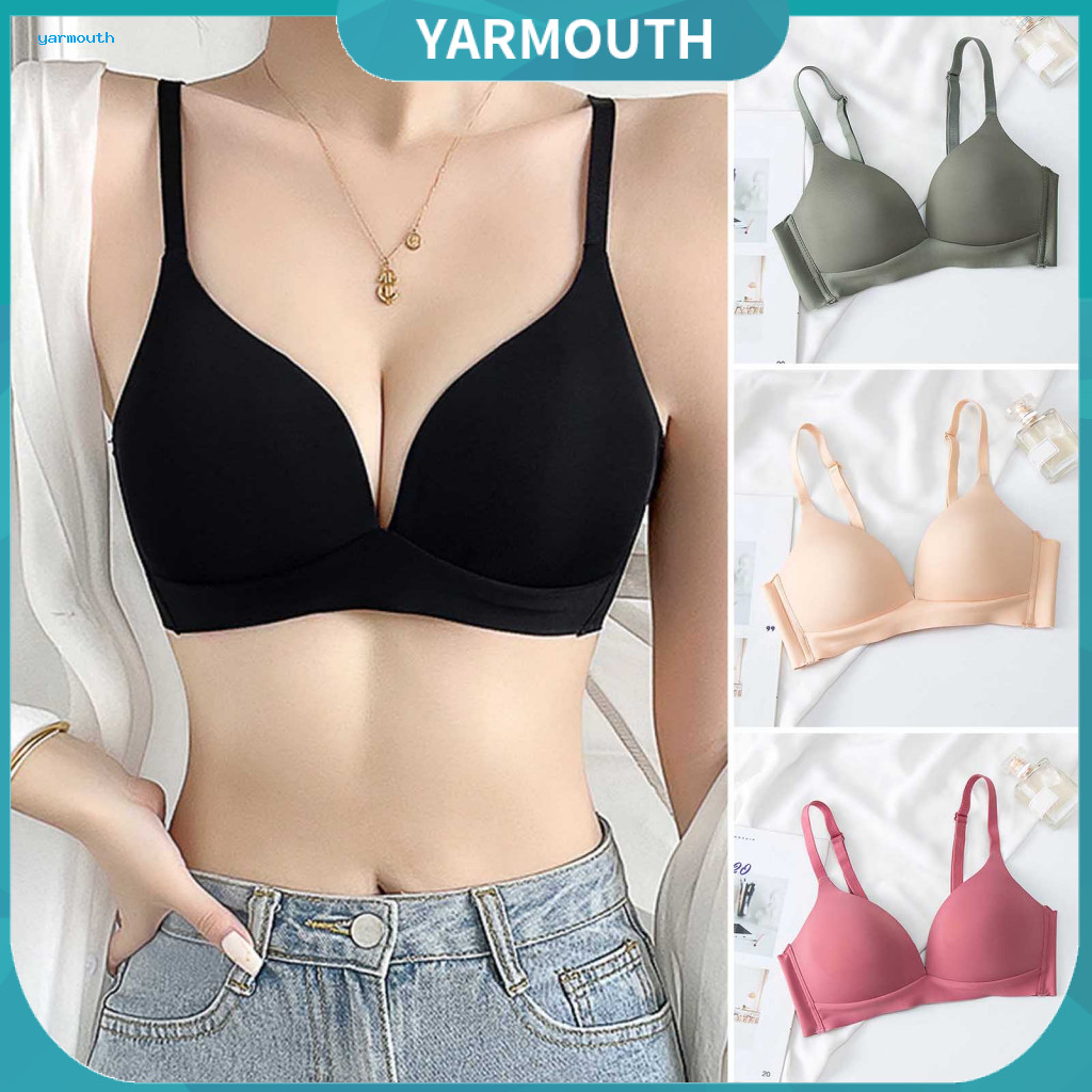 Push-up Bra Women’s Wireless Thin Adjustable Straps Back Closure Solid Color Elastic Anti-sagging Support Comfortable