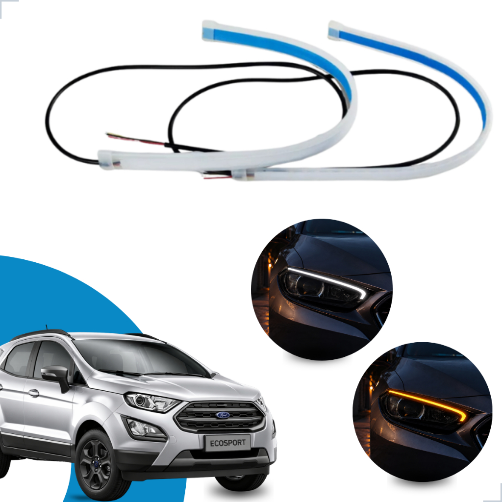 Kit Fitas Led DRL Farol + Seta 12v 60cm Ecosport 2011 2012