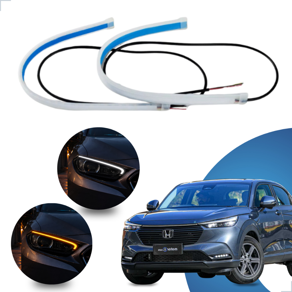 Kit Fitas Led DRL Farol + Seta 12v 45cm Honda HR-V 2016 2017 2018 2019 2020 2021 2022 2023