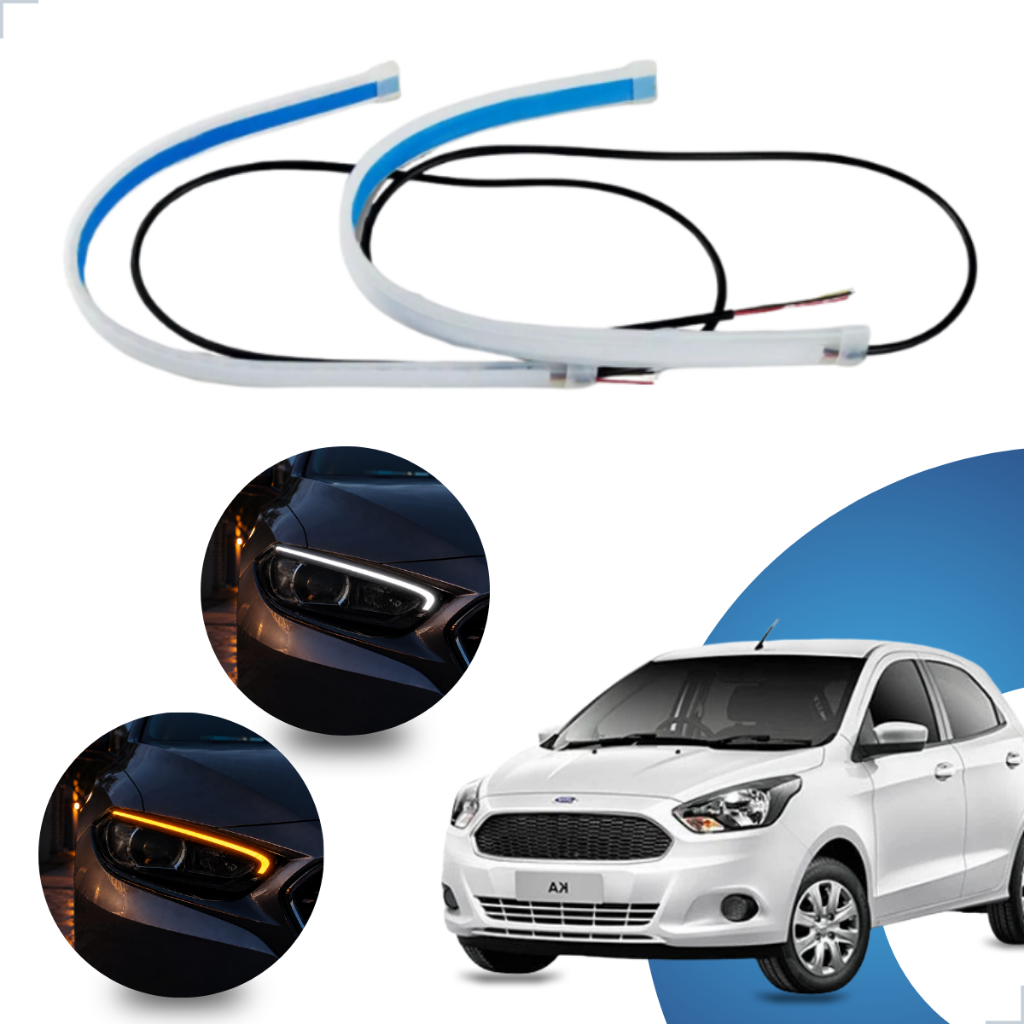 Kit Fitas Led DRL Farol + Seta 12v 45cm KA  2016 2017 2018 2019 2020 2021