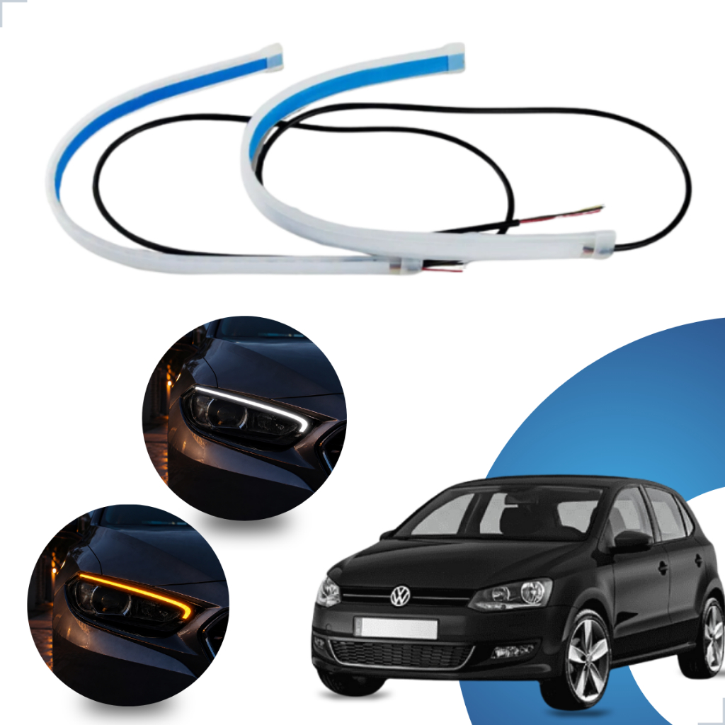 Kit Fitas Led DRL Farol + Seta 12v 45cm Golf MK7 2014 2015 2016 2017