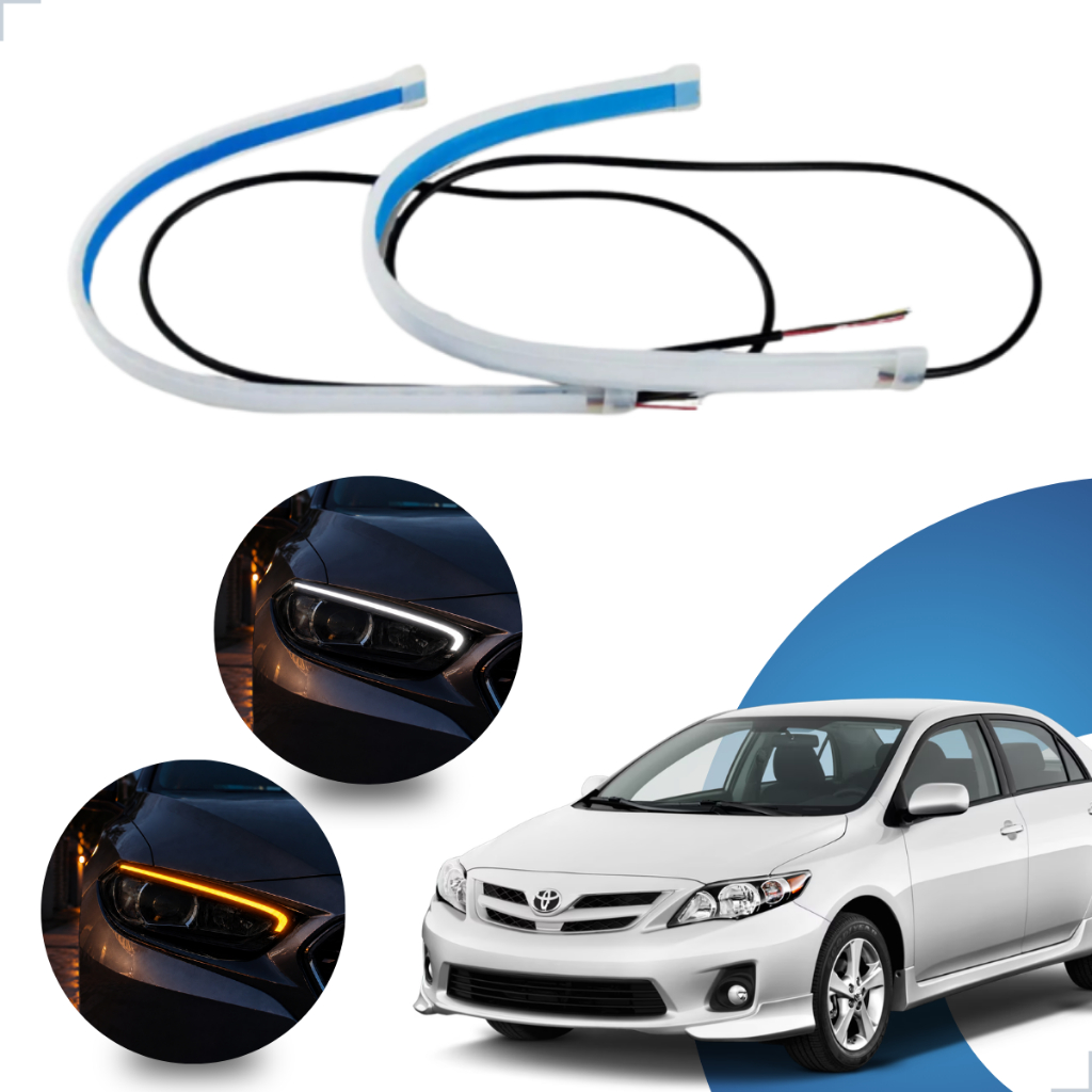 Kit Fitas Led DRL Farol + Seta 12v 45cm Corolla 2003 2004 2005 2006 2007 2008