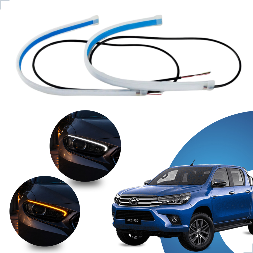 Kit Fitas Led DRL Farol + Seta 12v 45cm Hilux 2012 2013 2014 2015