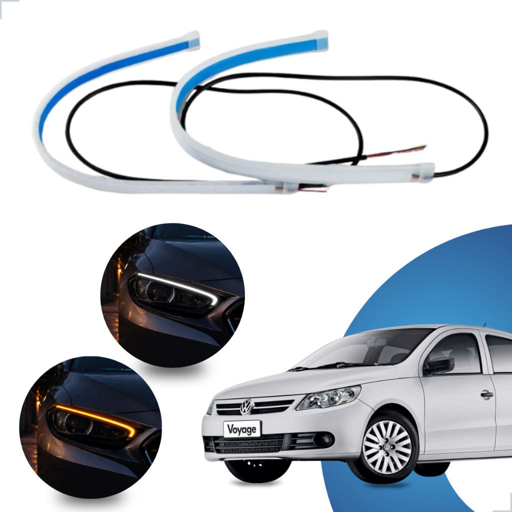 Kit Fitas Led DRL Farol + Seta 12v 45cm Voyage 2008 2009 2010 2011 2012