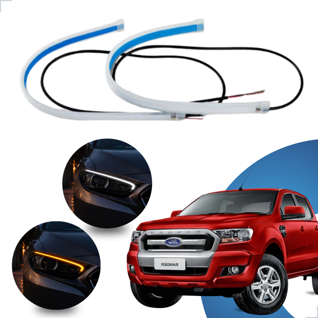 Kit Fitas Led DRL Farol + Seta 12v 45cm Ranger 2013 2014 2015 2016