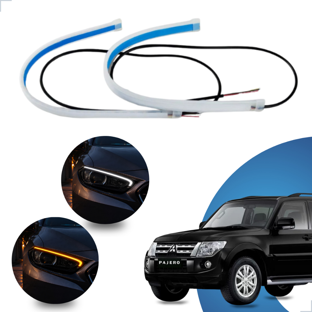 Fita Led DRL 45cm 60cm Flexível Dupla Função Branco /Âmbar para Farol e Seta Dianteiro Carro 12v