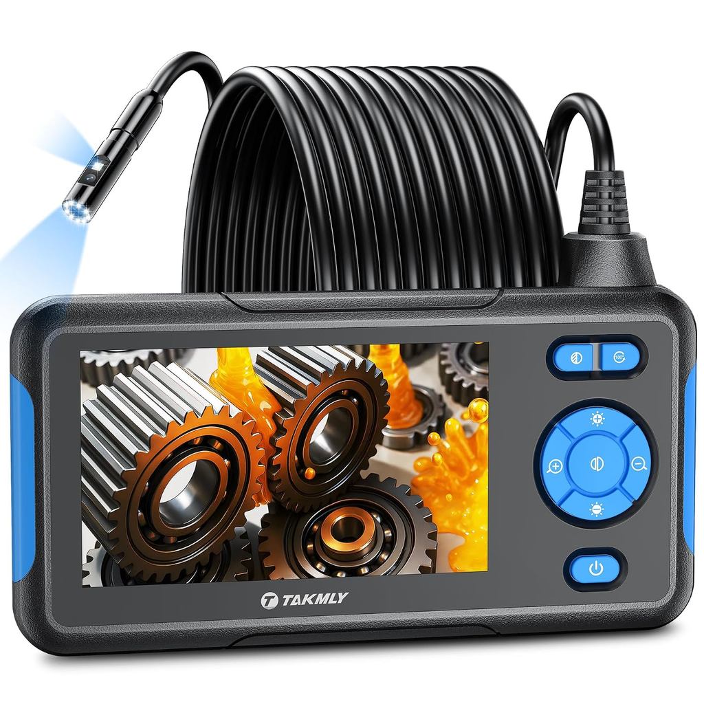 Câmera de Inspeção Endoscópica Industrial com Luz, Câmera Digital Borescope com Lente Dupla para Drenos, Tela LCD de 4,3