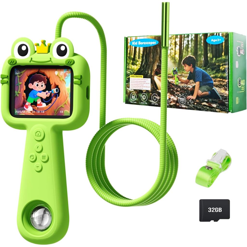 Borescope Infantil com Luz, Câmera Borescope para Crianças, Recarregável, Brinquedo Educacional STEM para Atividades ao