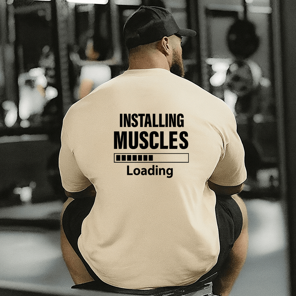 Camiseta Masculina Tradicional Manga Curta - Installing Muscles - Algodão 100%