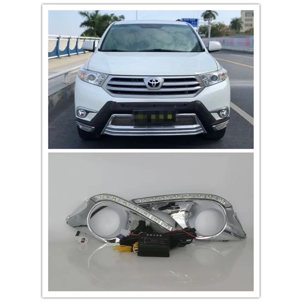 LED DRL Para Toyota Highlander 2012 2013 2014 Luzes Diurnas À Prova Dwaterproof Água Lâmpada Do Dia Com Sinal De Luz De