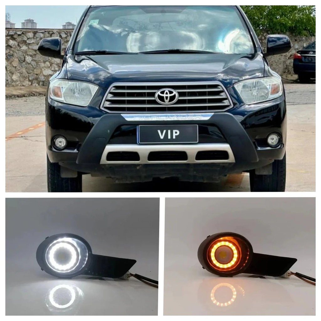 Conjunto De Luzes De Nevoeiro LED Para Toyota Highlander 2009 2010 2011 Cores Duplas Olho De Anjo Diurnas Acessórios Da
