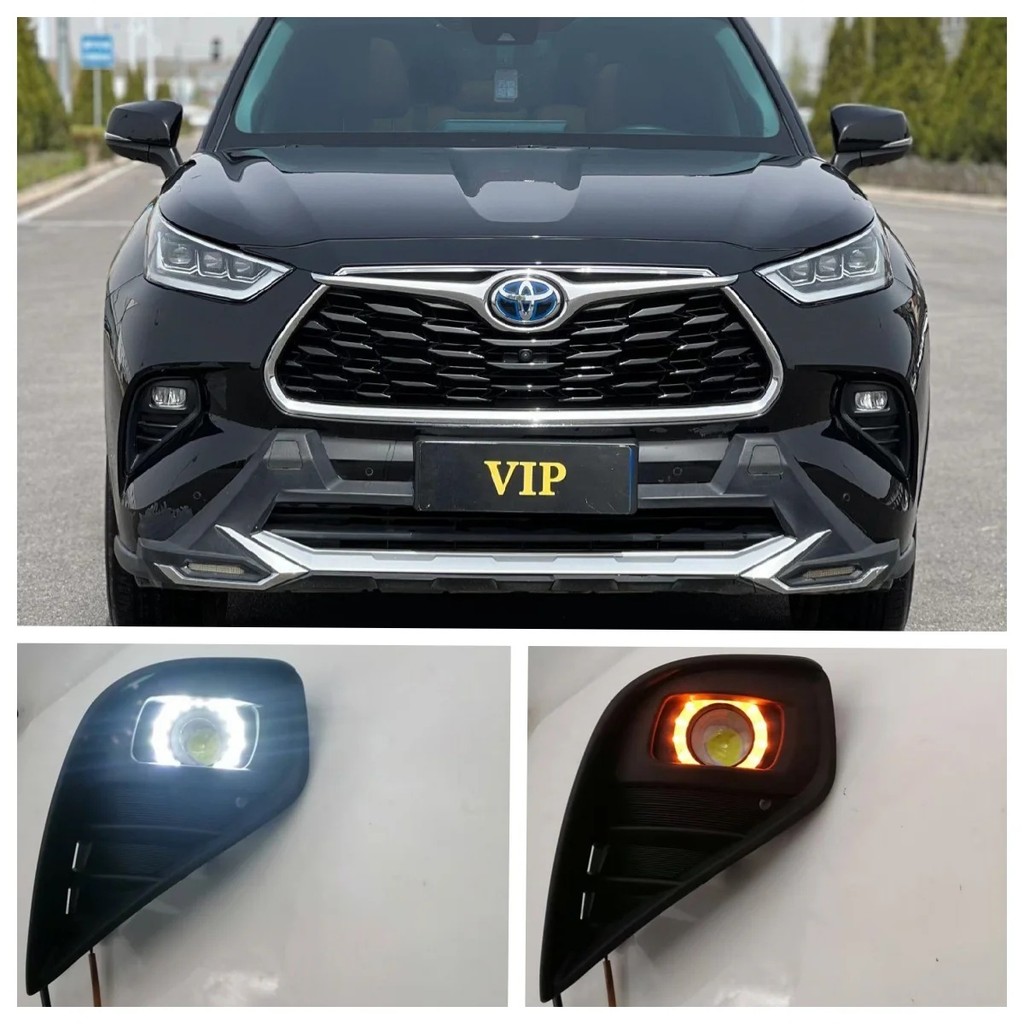 Conjunto De Luzes De Nevoeiro LED Para Toyota Highlander 2020 2021 2022 2023 Dupla Cor Anjo Olho Diurnas Lâmpada DRL Luz
