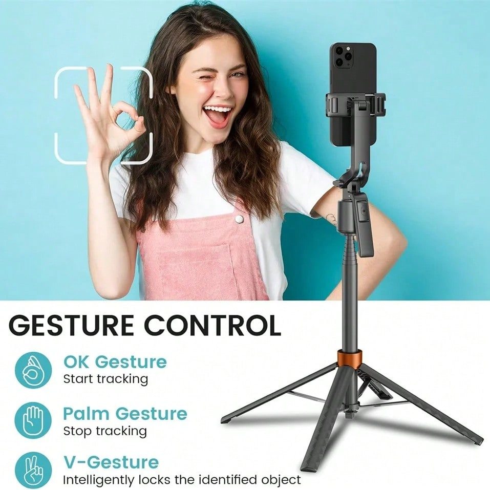 AI Smart Face Tracking Tripé Selfie Stick 1.8m Retrátil 360° Controle de gestos giratório panorâmico Anti-vibração Tiro