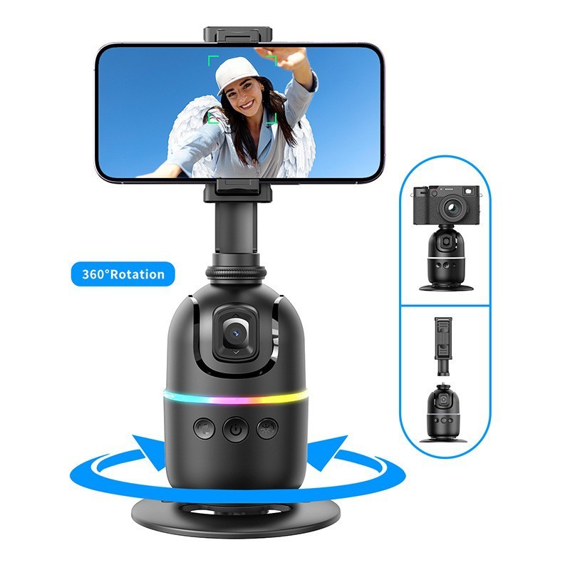 Acompanhamento de mesa para celular PTZ P03 Smart AI Face Tracking 360°Cabeça de fotografia de ferramenta útil de tiro a