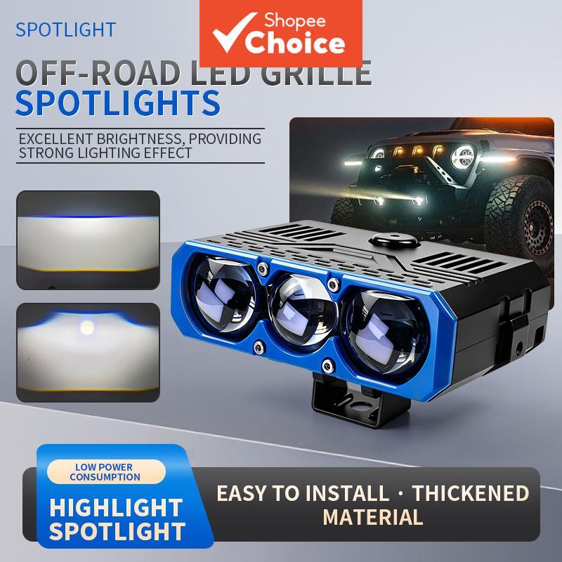 Refletor LED De Lente Tripla 180W 12800LM Universal Moto Driving Grille Lâmpada Luz De Nevoeiro
