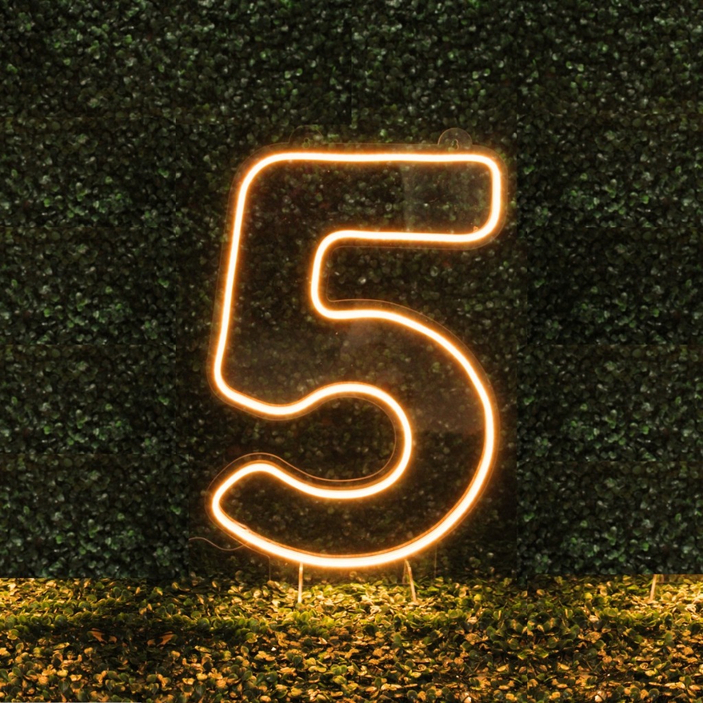 Painel Led Neon Números Com base Acrílico Cristal 50cm Altura  Decoração de Festa