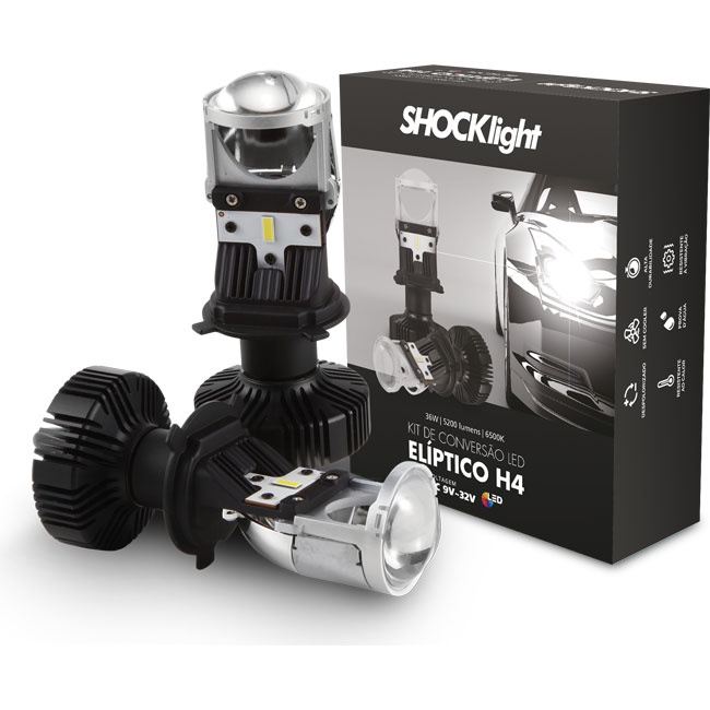 Farol Led Lampada H4 Mini Projetor Canhão Facil Instalaçao